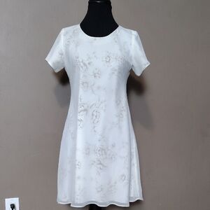 Jessica Howard Petite Flowered Dress W Sheer Attached Cover Dress Size Apprx S